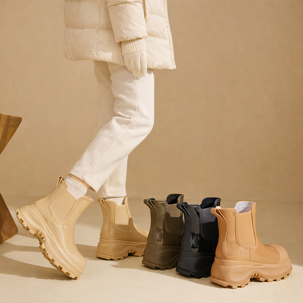 Regenstiefel für Frauen mit dicken Sohlen und wasserdicht - Karilyn