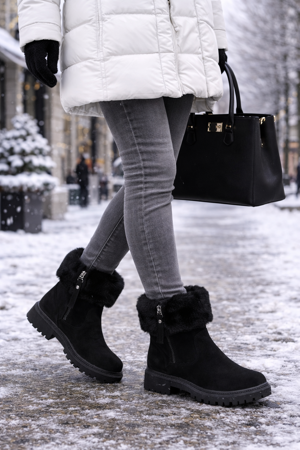 Damen-Schneestiefel mit seitlichem Reißverschluss und Thermofutter - Xavira