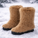 Damen-Winterstiefel mit plüschigem Schaft und bequemem Keil - Kavira