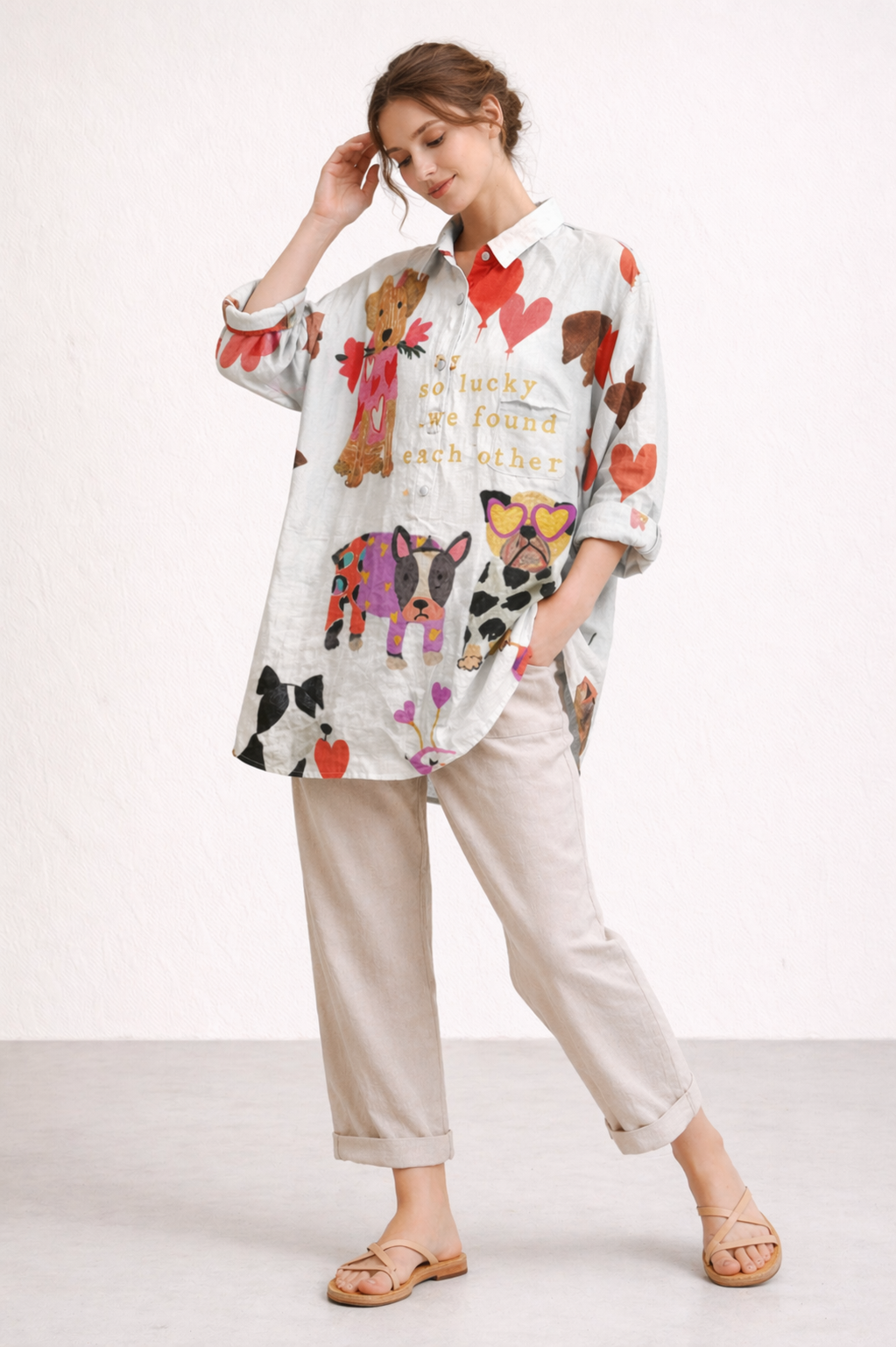 Damen Bluse langarm lässig Sommer Druck - Gerlinde