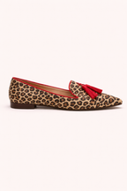 Damen Slipper feine Zehe Quasten Leopardenmuster - Xirela
