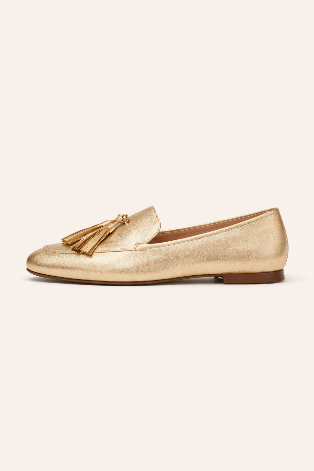 Flache Damen-Slipper mit Metallic-Leder-Effekt und Quasten - Trevia