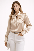 Elegante Damenbluse mit Schleife vorne - Elyra