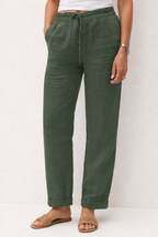 Leinenhose mit elastischem Bund und Kordelzug für Damen - Helga