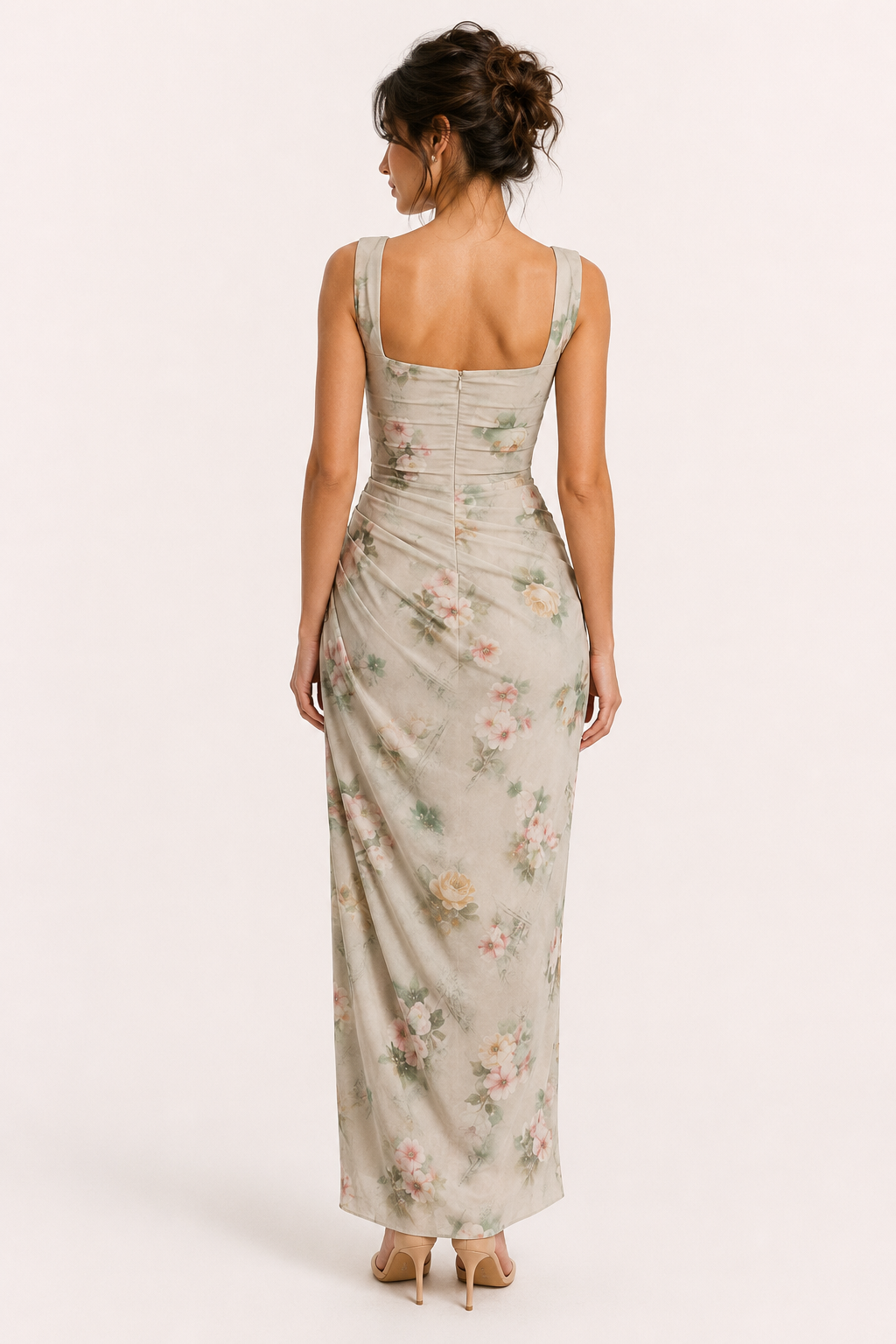 Langes Blumenkleid für Damen mit Schlitz, ideal für Hochzeiten – Lena