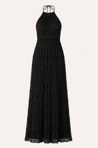 Langes, plissiertes Sommerkleid mit elegantem Neckholder-Ausschnitt – Tilda