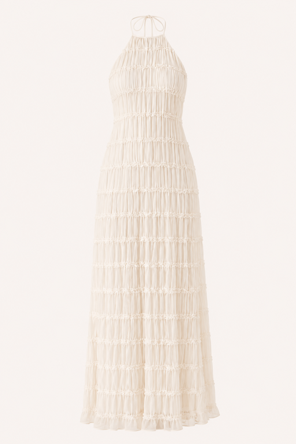 Langes, plissiertes Sommerkleid mit elegantem Neckholder-Ausschnitt – Tilda