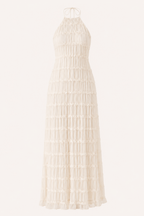 Langes, plissiertes Sommerkleid mit elegantem Neckholder-Ausschnitt – Tilda
