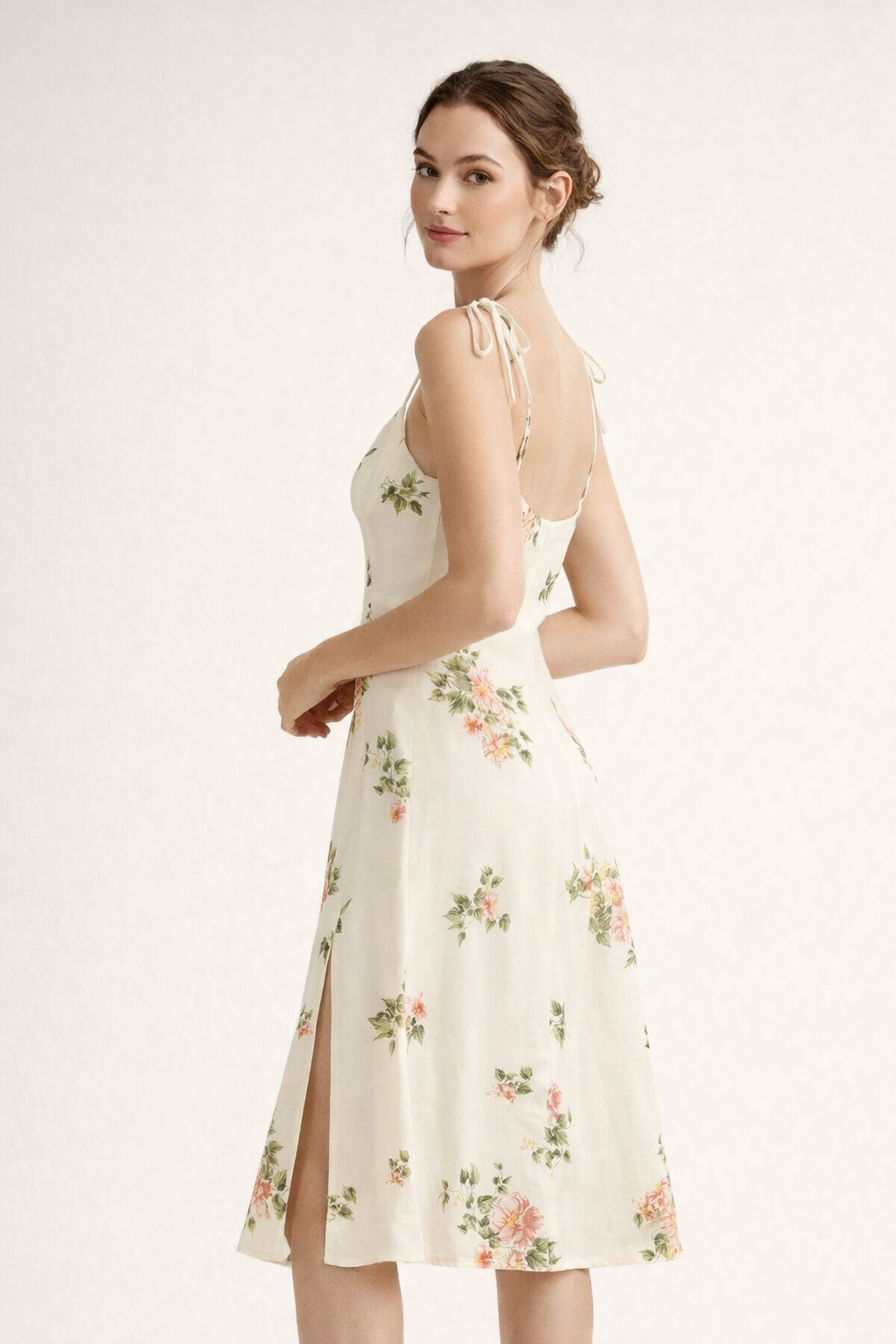 Damen Midikleid Frühling leichter Blumendruck - Lirena