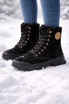 Halbhohe Damenstiefeletten, Plüsch - Rikke