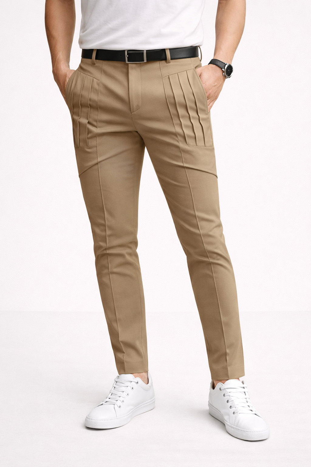 Schlanke Herrenhose mit doppelten Abnähern und modernem Schnitt - Grober