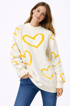 Damen Strickpulli mit Herzen - Karsvi