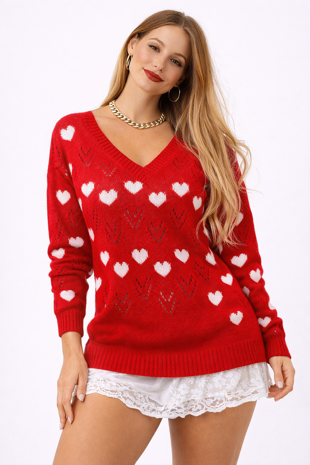 Damen Strickpullover mit V-Ausschnitt - Svala