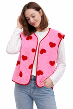 Damen Plüschweste mit Herzmotiv - Bere
