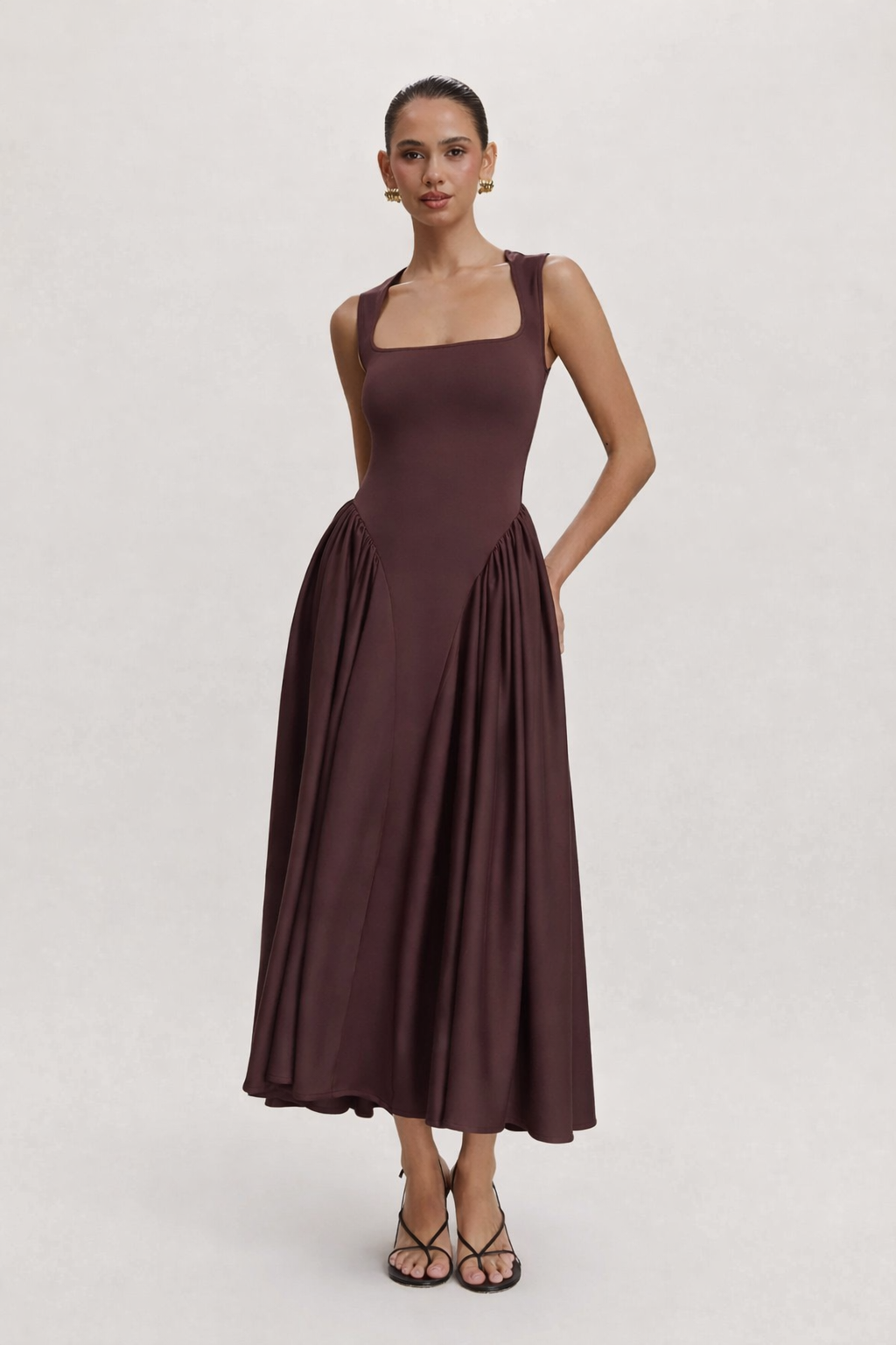 Midikleid mit quadratischem Ausschnitt für Frauen - Brigitte