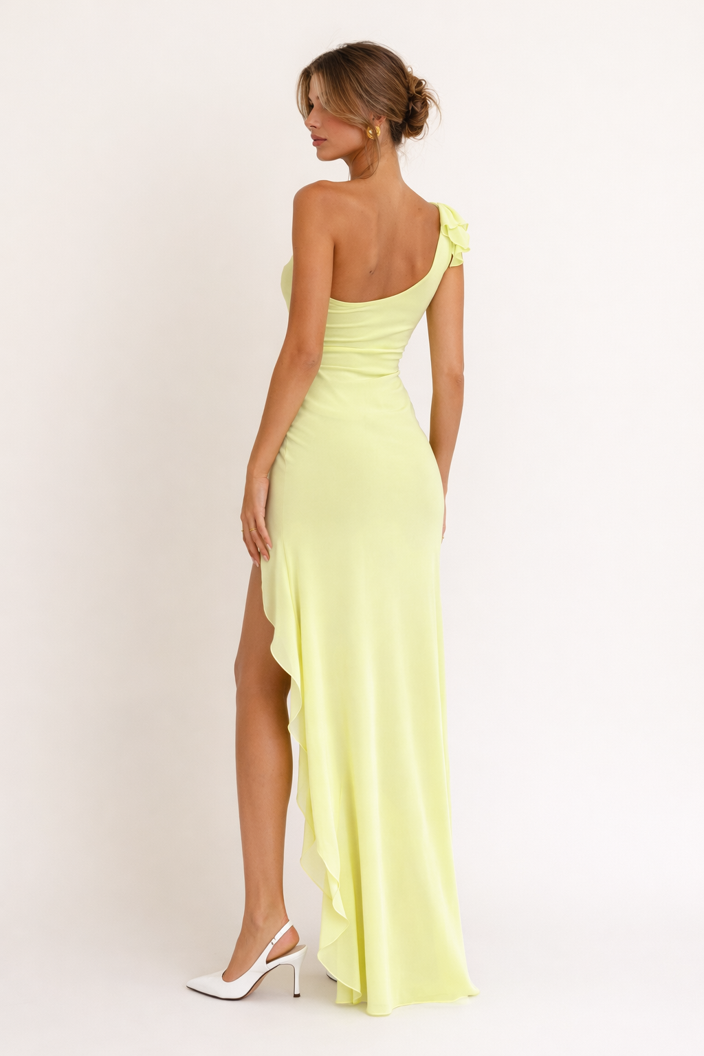 Satin Maxikleid mit Seitenschlitz für Frauen - Sieglinde