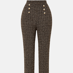 Damen-Tweedhose mit hoher Leibhöhe und Zierknöpfen - Noémie