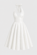 Midikleid Neckholder Frau elegant weitem Rock - Elodie