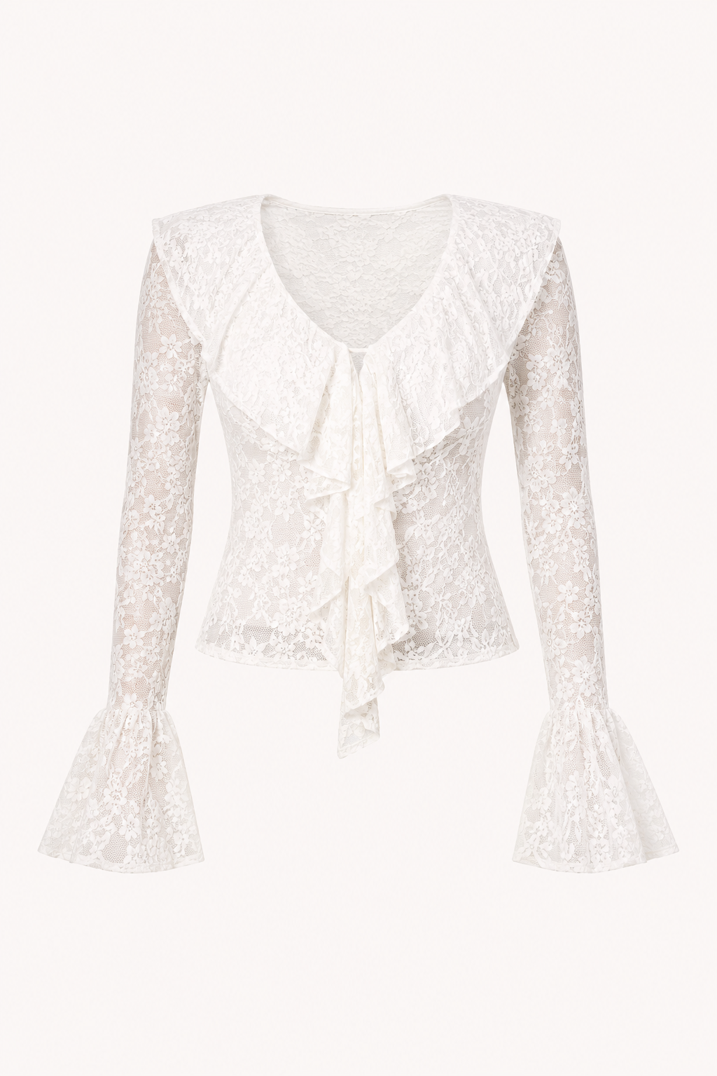 Damen-Spitzenbluse mit Rüschenbesatz - Helena