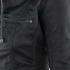 Elegante Biker-Lederjacke mit Kapuze
