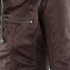 Elegante Biker-Lederjacke mit Kapuze