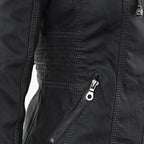 Elegante Biker-Lederjacke mit Kapuze