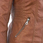 Elegante Biker-Lederjacke mit Kapuze