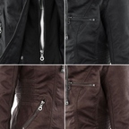Wetterfeste Lederjacke mit Kapuze