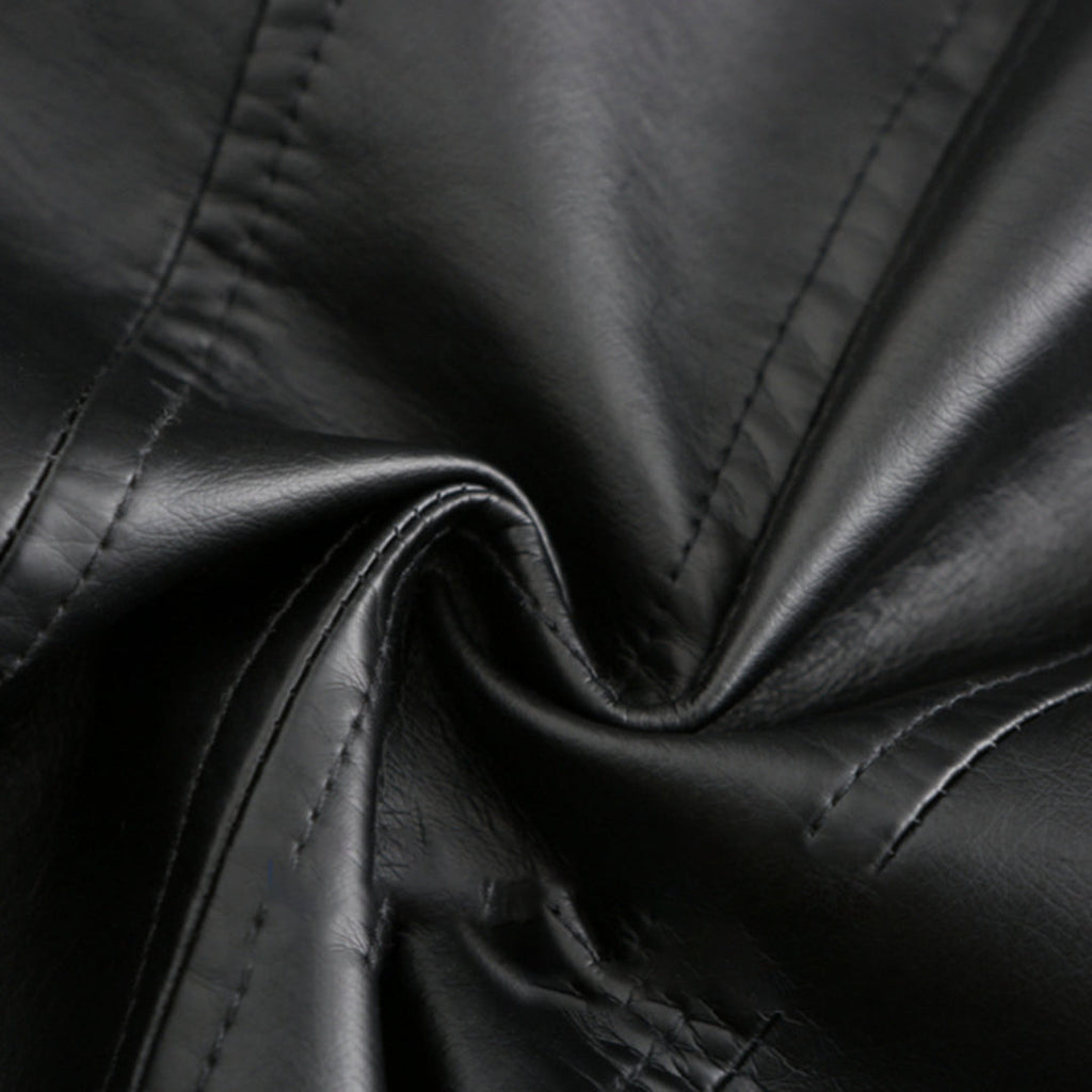 Elegante Lederjacke mit Rundhalsausschnitt und Knopfverschluss