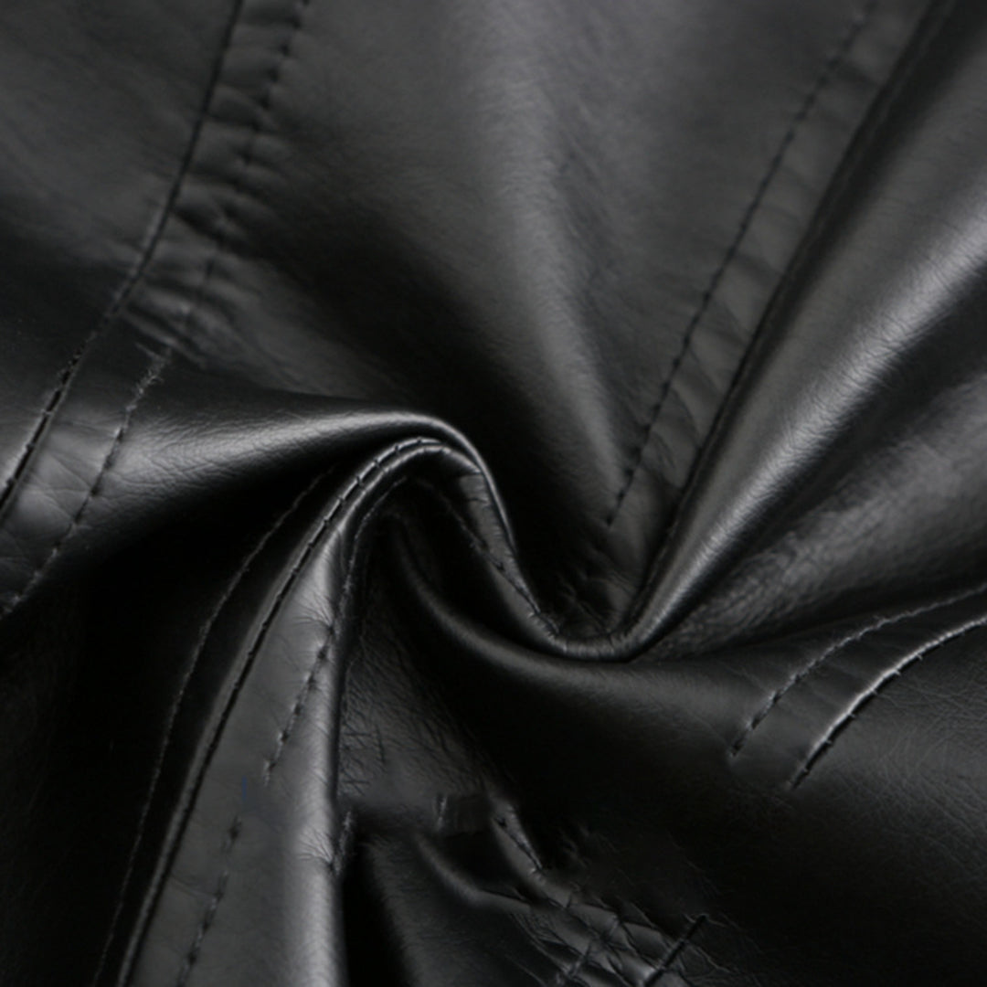 Elegante Lederjacke mit Rundhalsausschnitt und Knopfverschluss