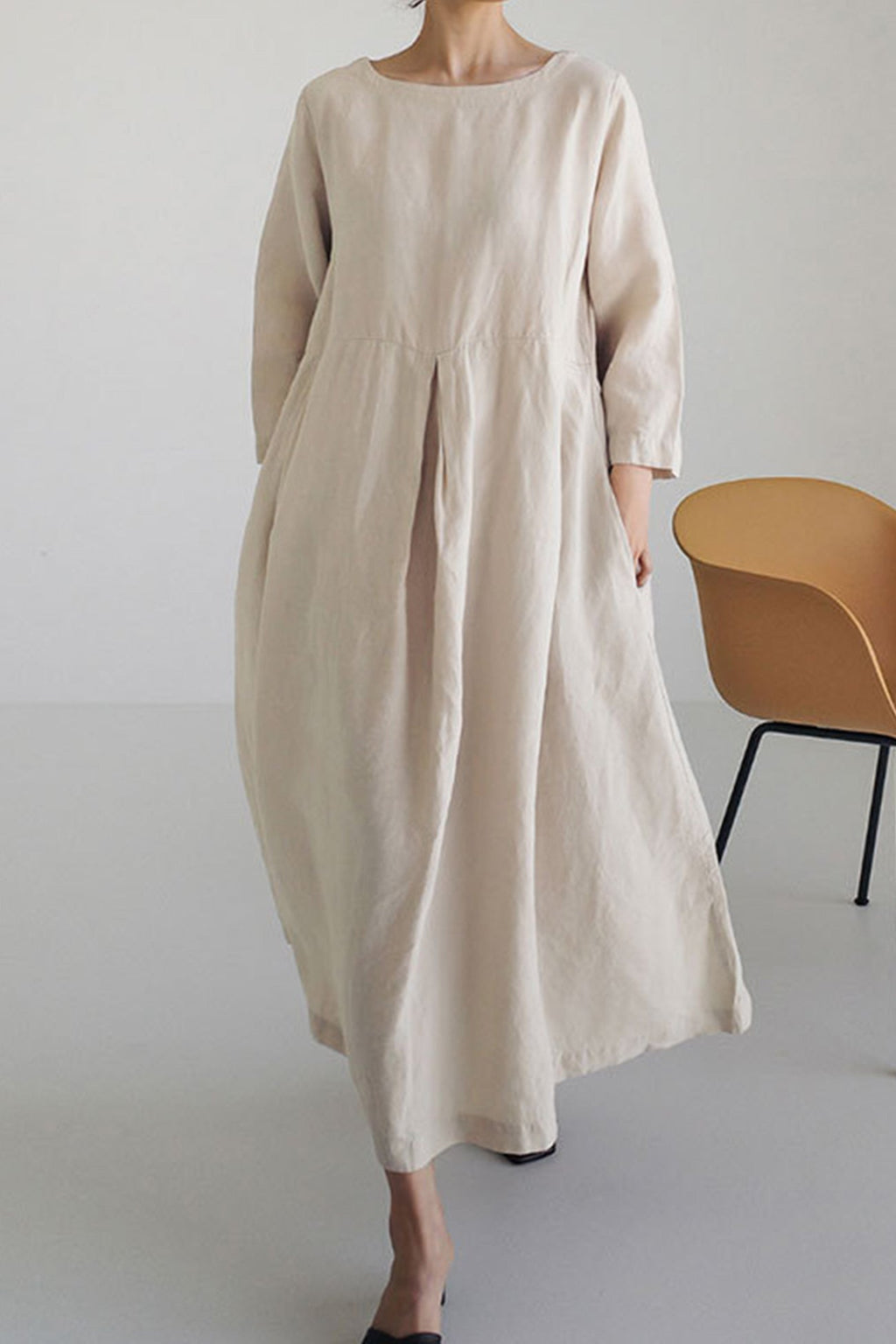 Weit geschnittenes Damenkleid aus Leinen - Elisa