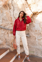 Jacke mit Bananenprint in Rot