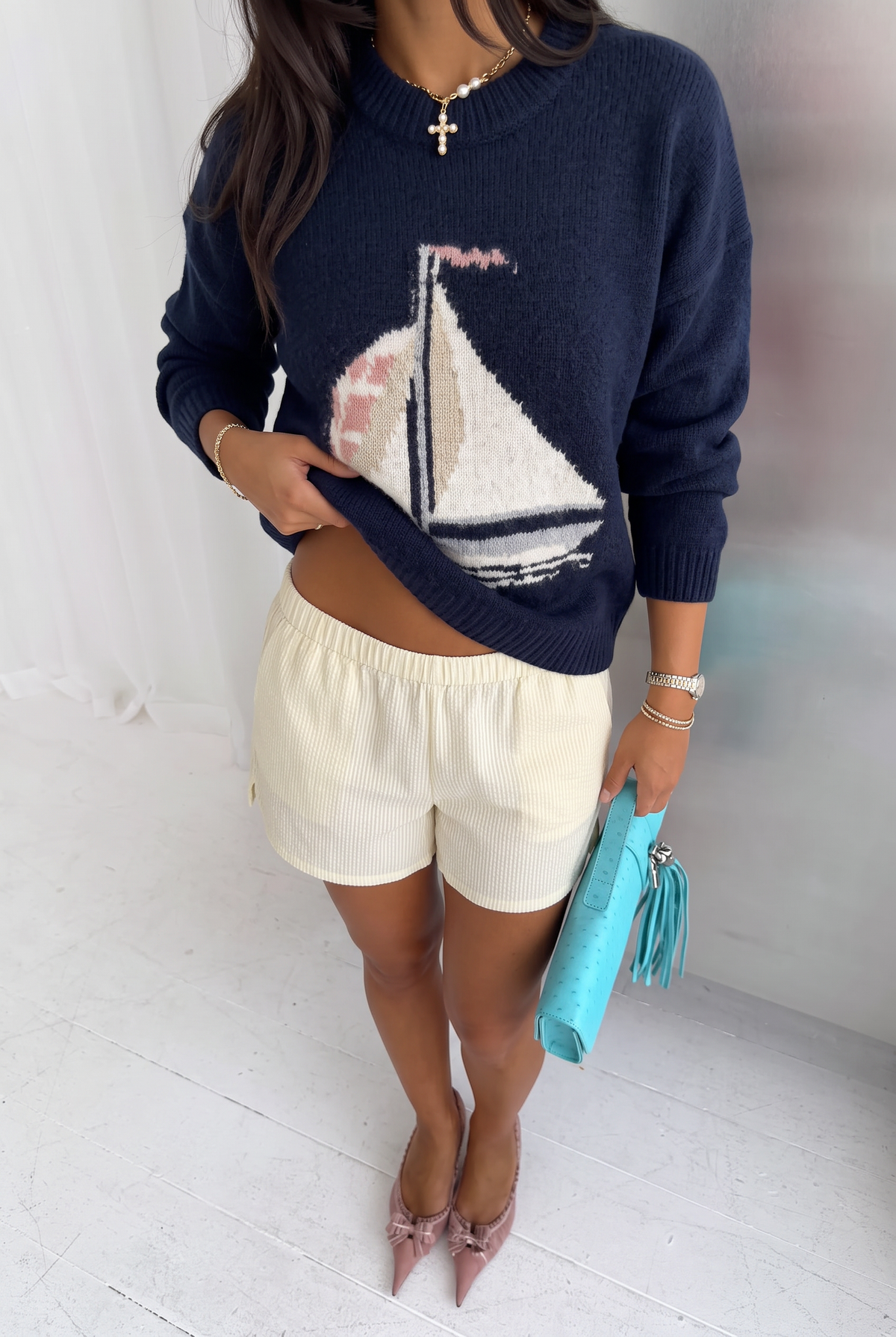 Pullover mit Segelbootmotiv