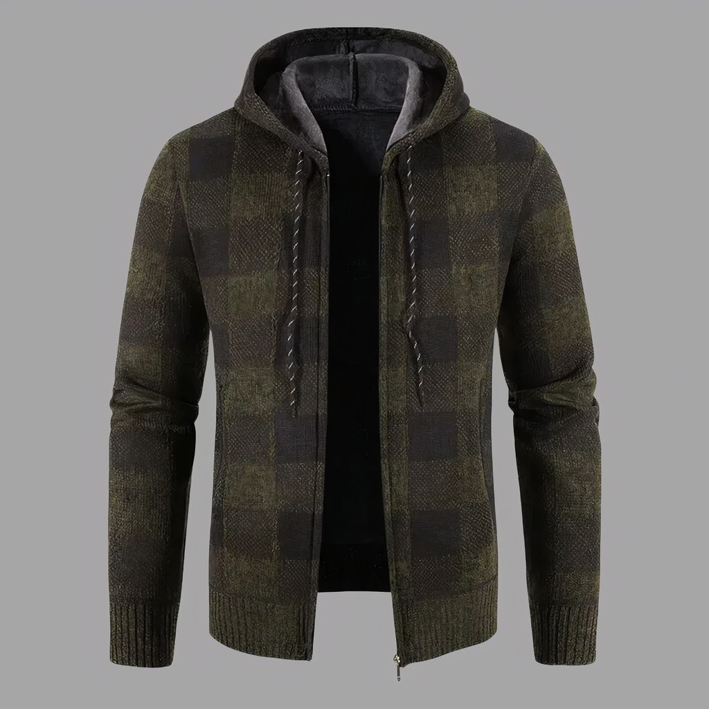 DERWYN - Karierter Pullover mit Kapuze