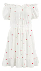Amore - Hochtailliertes Kleid mit Puffärmeln und Herzmotiv