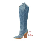 Hohe Damenstiefel im Cowboy-Stil mit breitem Absatz - Vanya