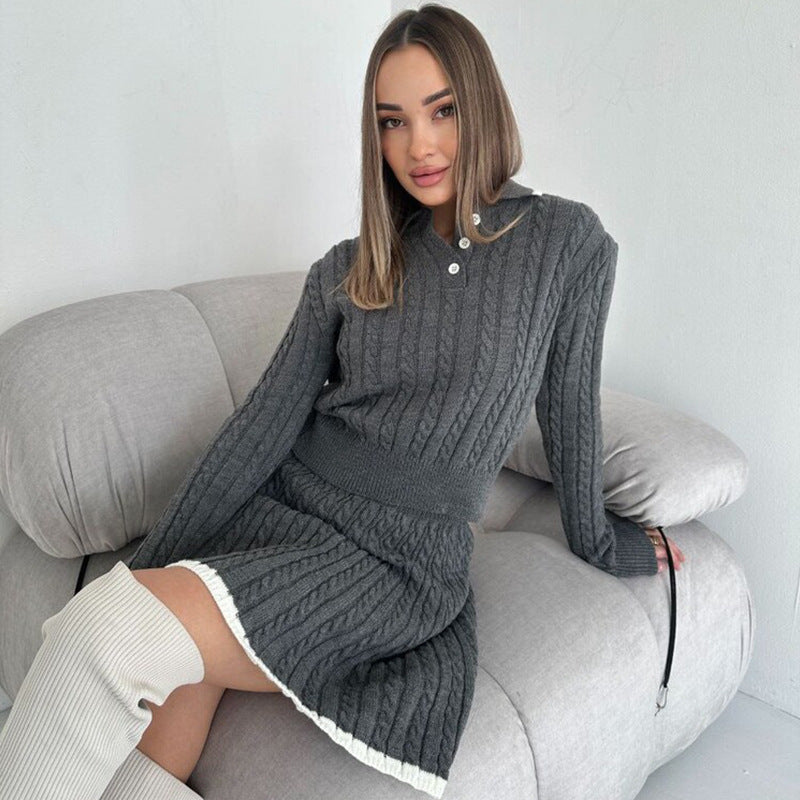Geflochtenes Strickkleid für Damen mit hohem Halsausschnitt - Shenia