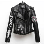 Lederjacke mit auffälligem Print