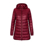 Lange Steppjacke mit Kapuze für Damen - Yvette
