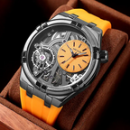 Mechanische Uhr mit Automatikaufzug, offenem Zifferblatt und Silikonarmband für Herren