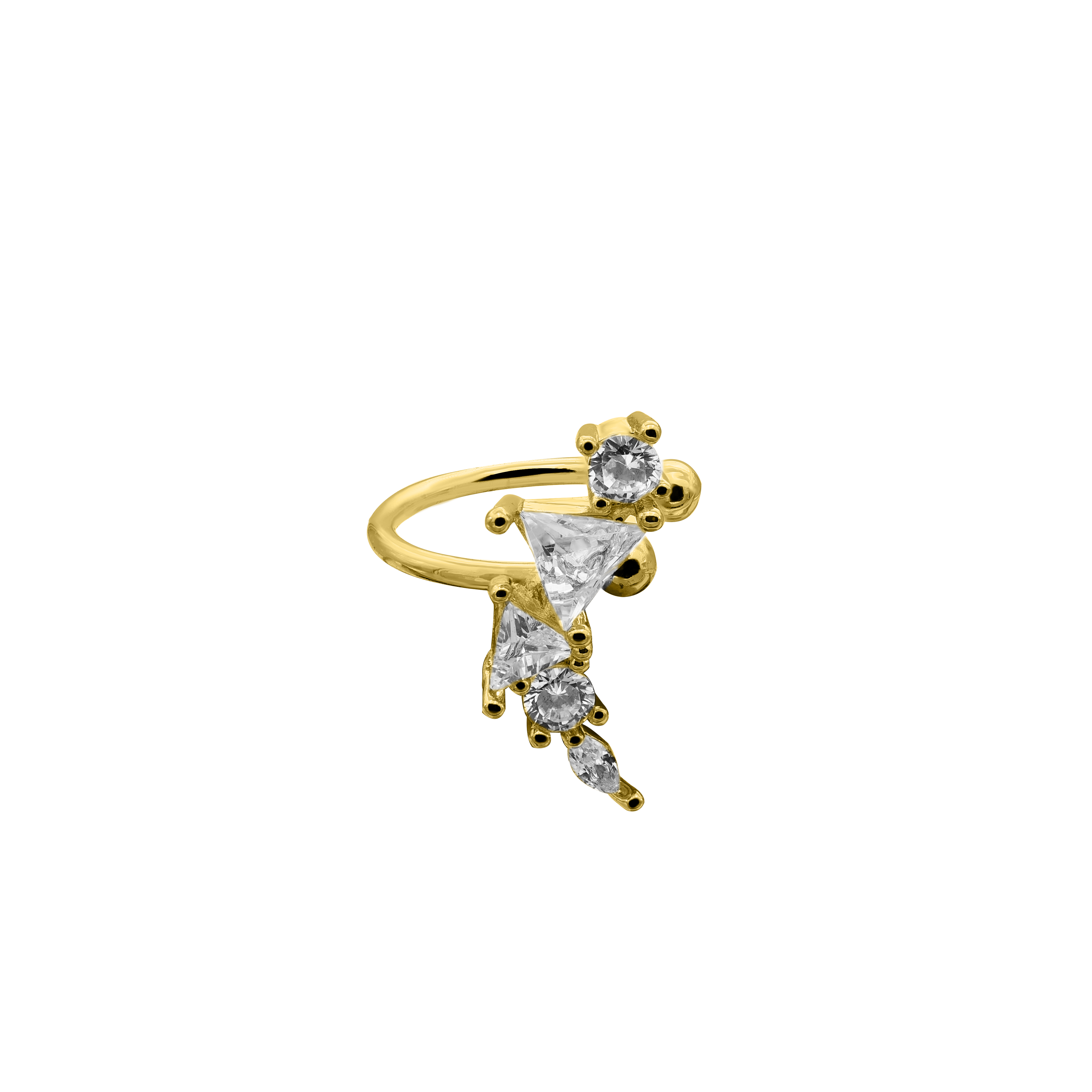 Leaf Crystal Earcuff 14K Vergoldet