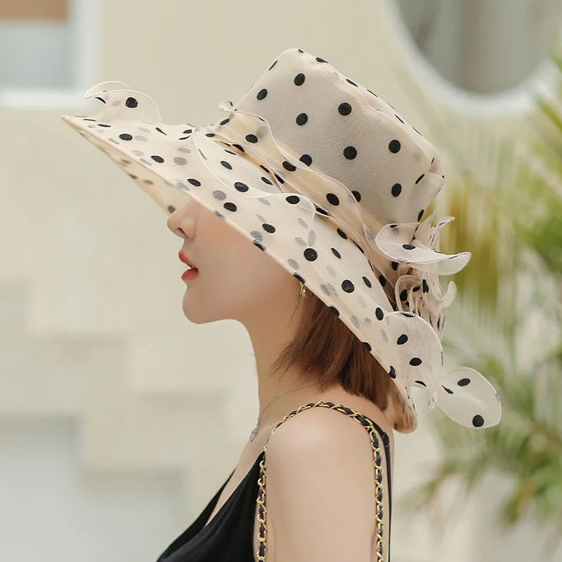 Mode Dot Chiffon Eimer Hut