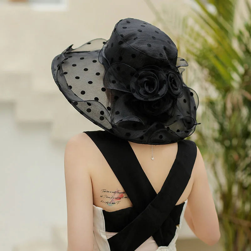Mode Dot Chiffon Eimer Hut