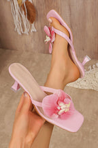 Damen-Sandalen mit Absatz und Blumenapplikation - Luciana