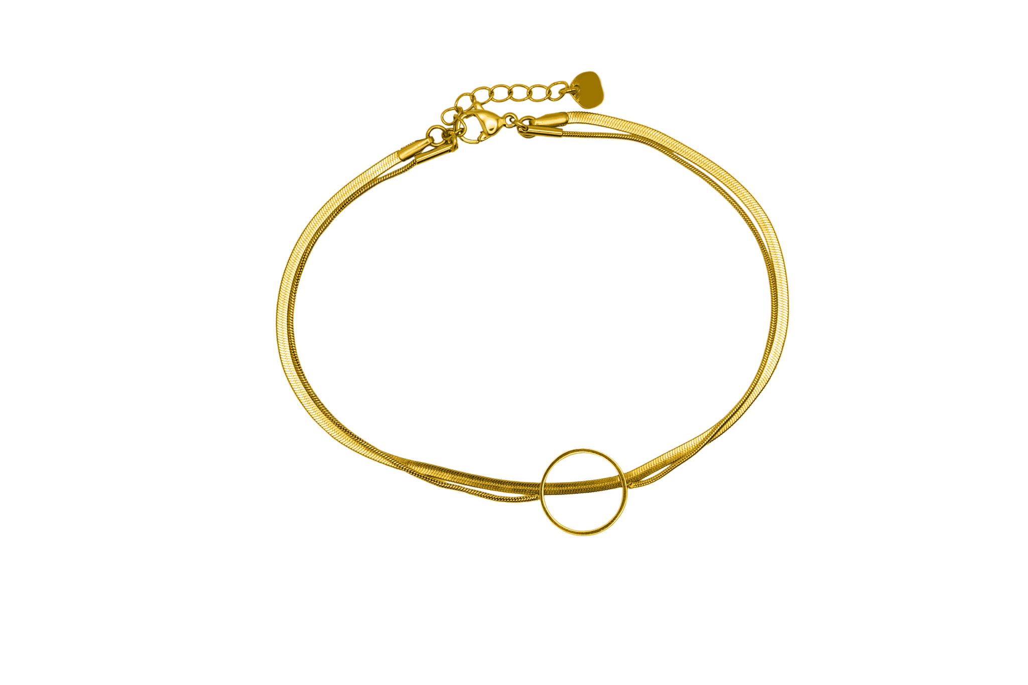 Double Round Sleek Anklet 14K Vergoldet
