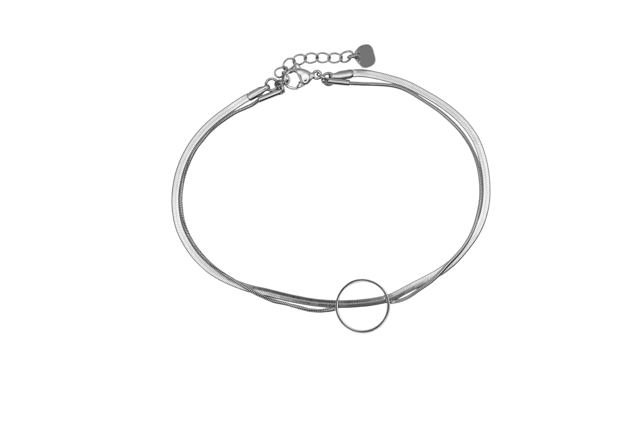 Double Round Sleek Anklet 14K Vergoldet