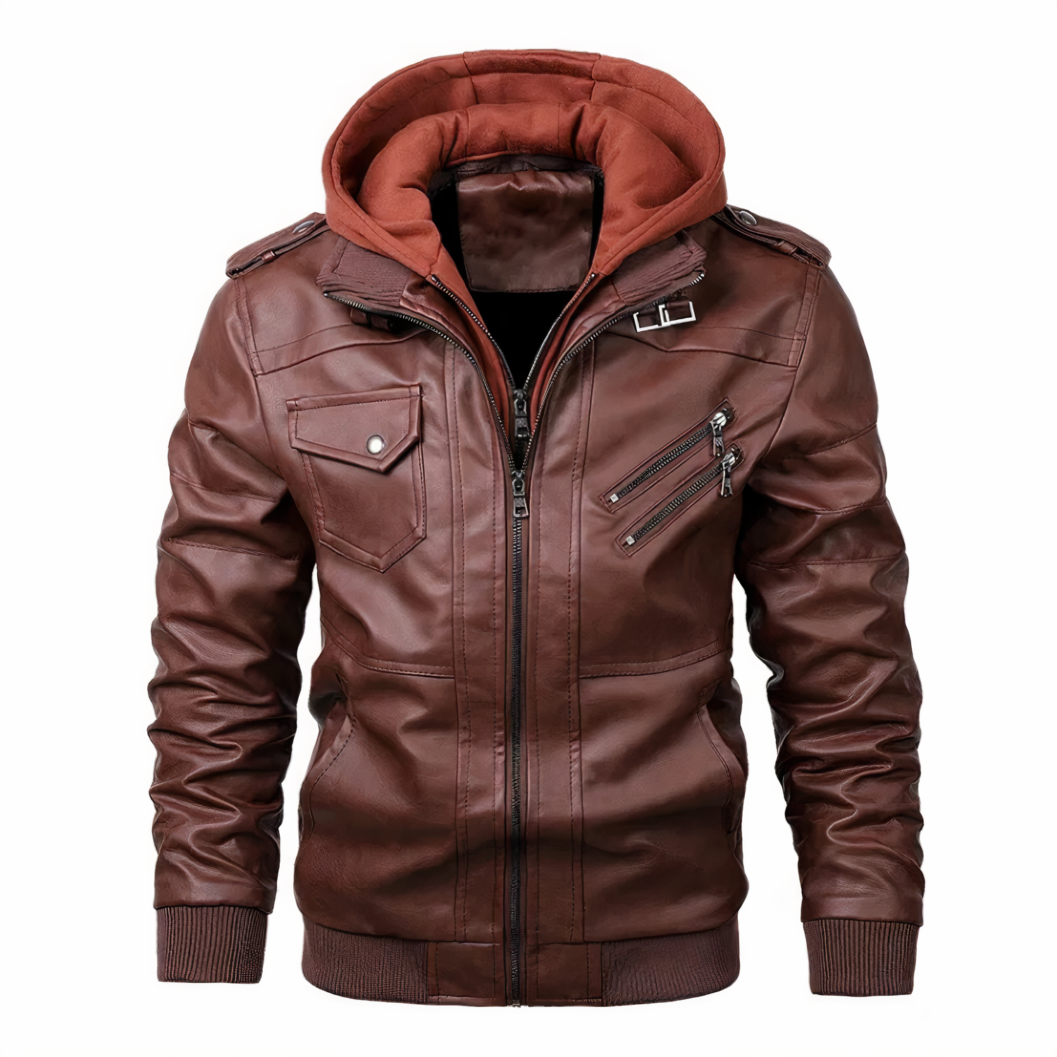 Grant - Stylishe Lederjacke mit Kapuze
