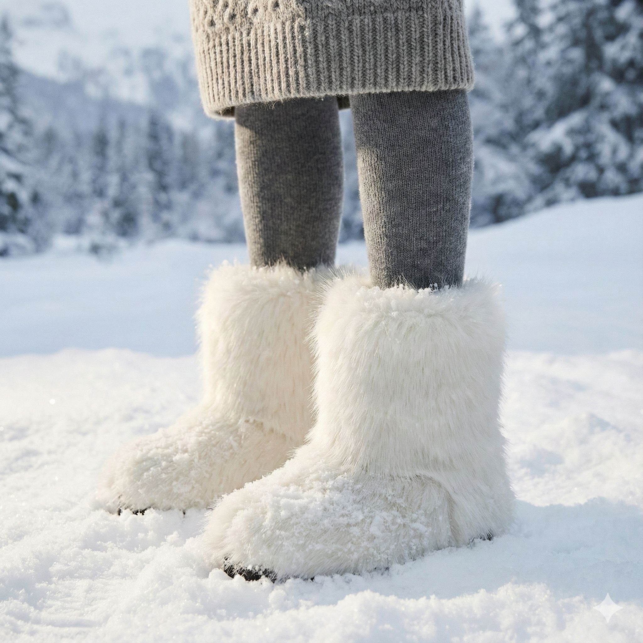 Damen-Winterstiefel mit plüschigem Schaft und bequemem Keil - Kavira