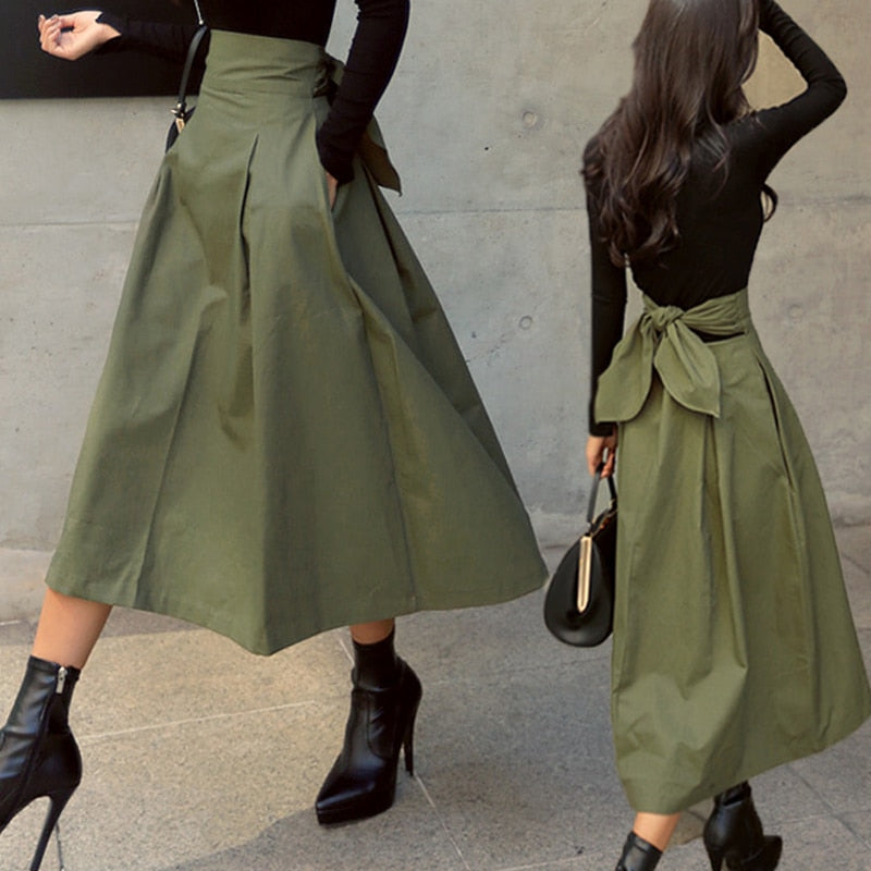 Damen Midi-Rock mit hoher Taille