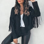 Trendige Lederjacke mit Fransen